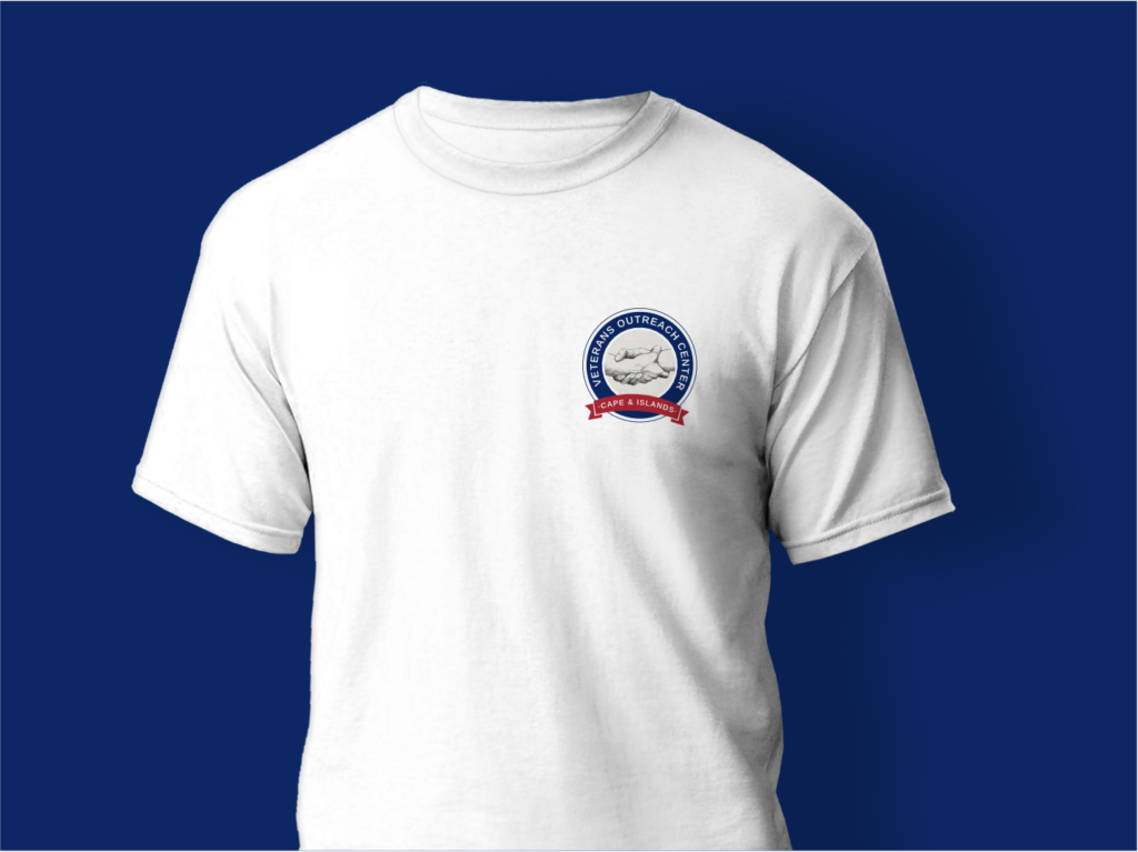 Cape Veterans logo on a plain white t-shirt