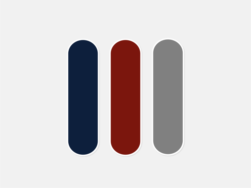 Color scheme for the New England Legal Foundation (blue, red and gray)